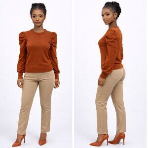 🍂 Burnt Orange Puff Sleeve Knit Sweater 🍂